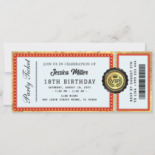 Invitation de billet de fête doré