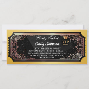 Invitation de billet de fête doré 2026
