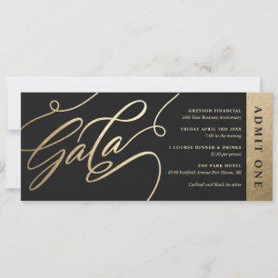 Invitation de billet de gala d'anniversaire de l'e