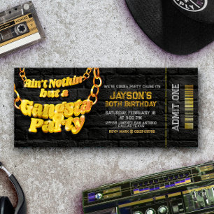 Invitation de billet de Gangsta Party - Thème Hiph