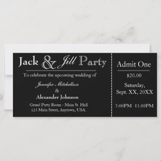 Invitation de billet de la douche Jack noir et Jil
