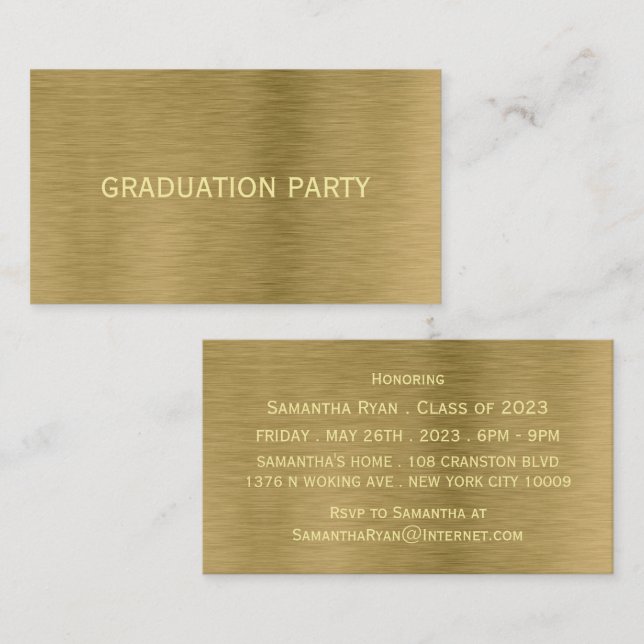 Invitation de billet de la partie de graduation de (Devant / Derrière)