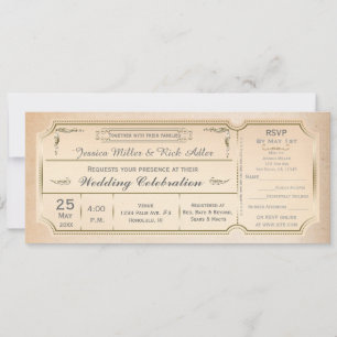 Invitation de billet de mariage vintage et élégant