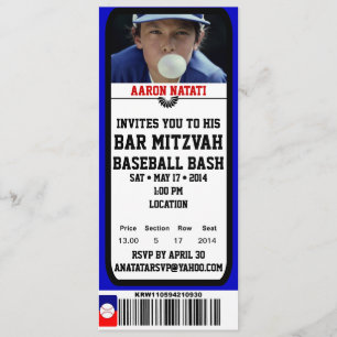 Invitation de billet de Mitzvah de barre de