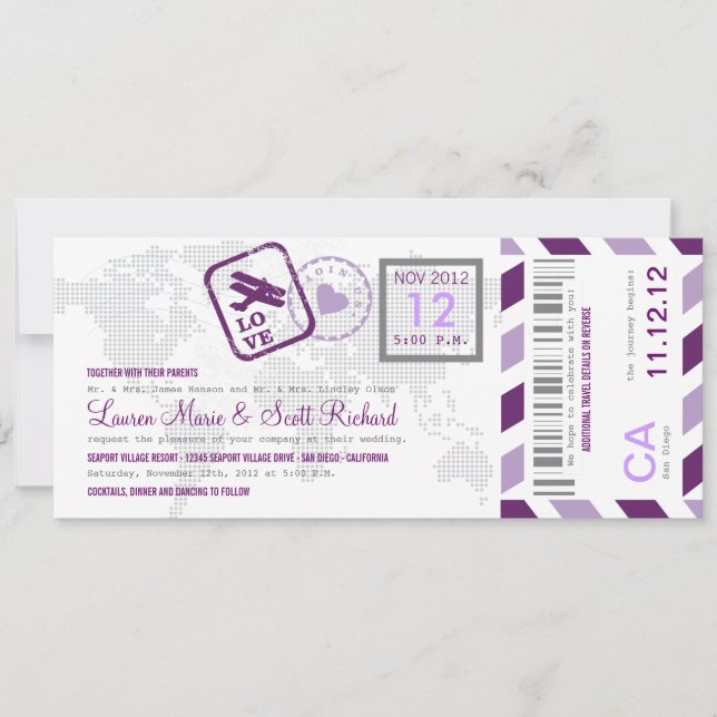 Invitation de billet de par avion de carte (Devant)