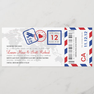 Invitation de billet de par avion de carte