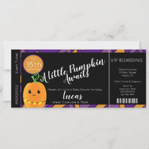 Invitation de billet de pompe à citrouille pour bé