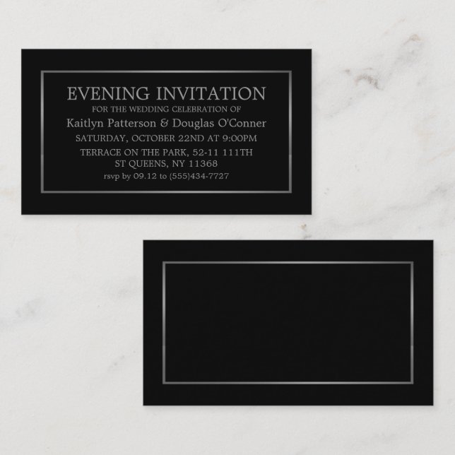 Invitation de billet de soirée Black & Silver mode (Devant / Derrière)