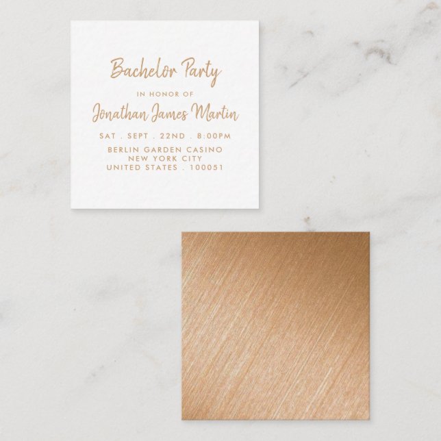 Invitation de billet Gold Foil & Script Bachelor P (Devant / Derrière)
