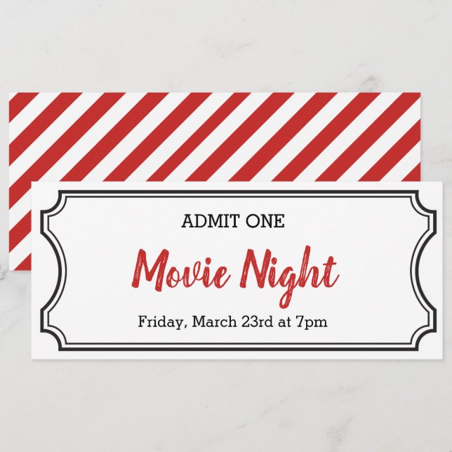 Invitation de billet pour un Coupon de nuit (Devant / Derrière)