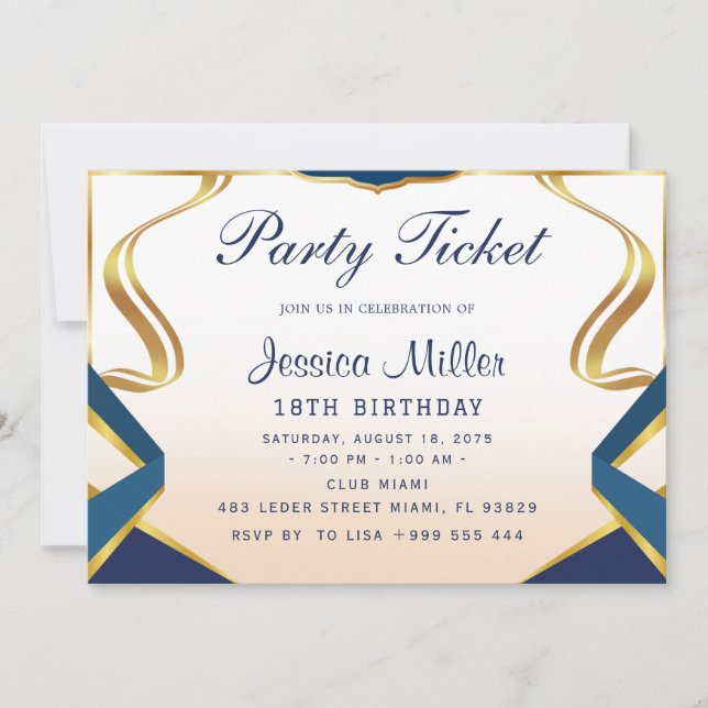 Invitation de billets de fête (Devant)