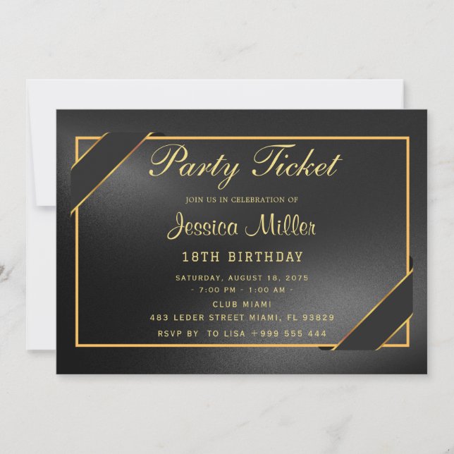 Invitation de billets de fête (Devant)