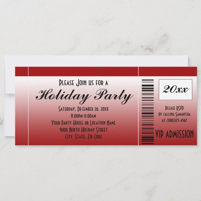 Invitation de billets de la fête des Fêtes rouges (Devant)