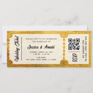 Invitation de billets de mariage d'or