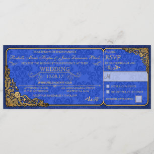 Invitation de billets de Mariage victorien (bleu r