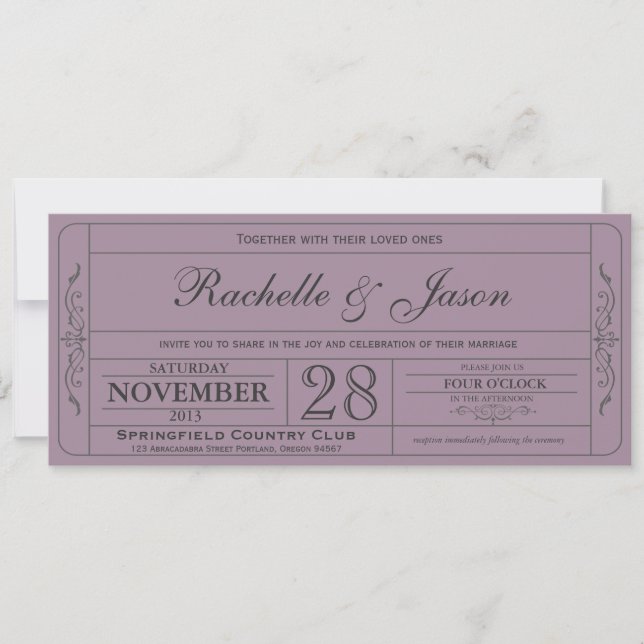 Invitation de billets de mariage vintage (Devant)