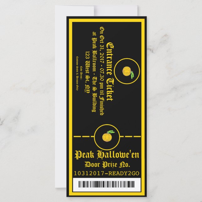 Invitation de billets pour la fête d'Hallowe'en 1 (Devant)