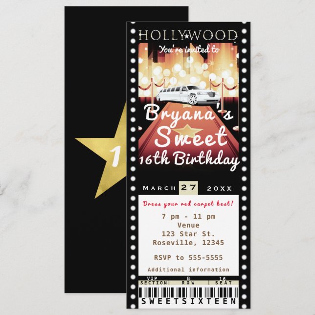 Invitation de billets pour la soirée VIP de Tapis  (Devant / Derrière)