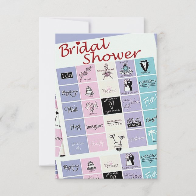 Invitation de bingo-test de Fête de la mariée (Devant)