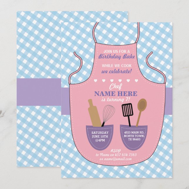 Invitation de biscuits de filles de fête (Devant / Derrière)