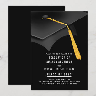 Invitation de Black Grad Casquette Black Graduatio