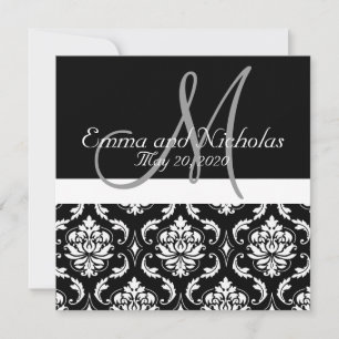 Invitation de Black White Mariage damassé