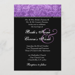 Invitation de Black White Mariage damassé