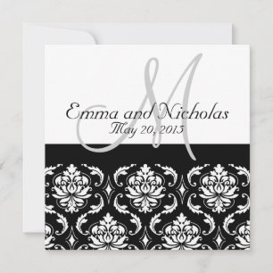 Invitation de Black White Mariage damassé