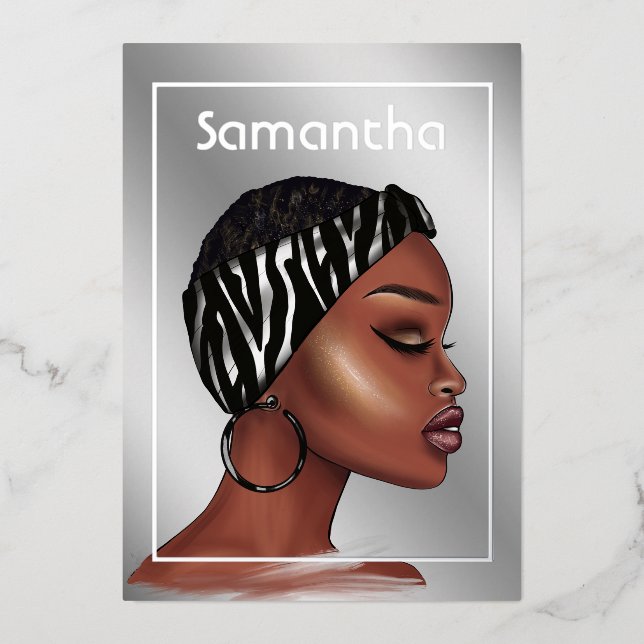 Invitation de Black Woman Birthday Party Foil (Recto)