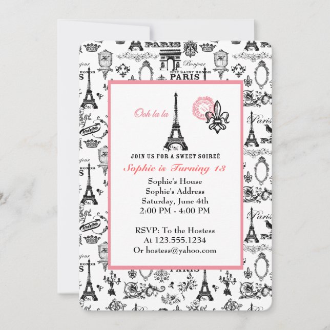 Invitation de blanc de partie de Paris (Devant)