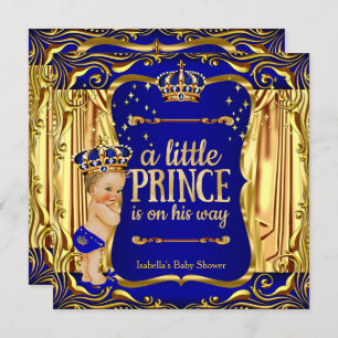 Invitation de Blonde Blonde Bleu Baby shower Princ
