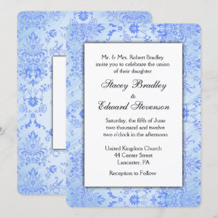 Invitation de Blue Mariage damassé