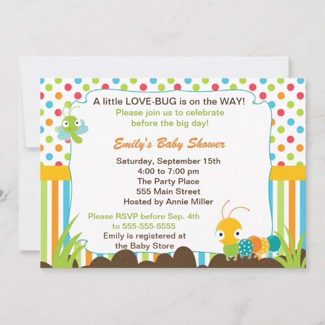 Invitation de bogues Baby shower Unisex (Devant)