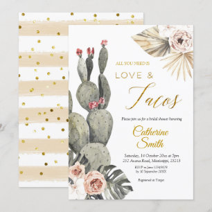 Invitation de Boho Cactus Love and Tacos Fête des