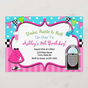 invitation de boîte à juke à sock Hop Invitation d
