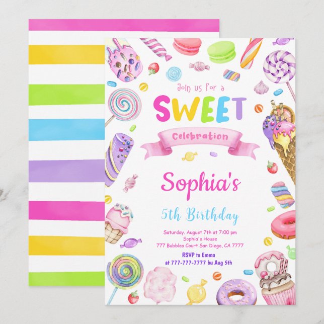 Invitation de bonbons (Devant / Derrière)