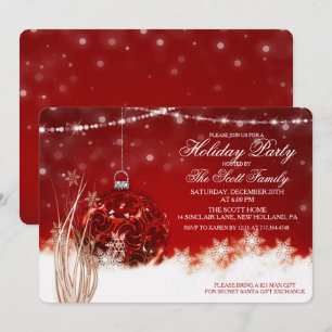 Invitation de boule de décoration rouge pour fête 