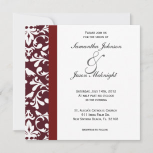 invitation de Bourgogne mariage damassé