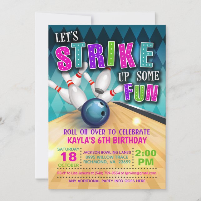 Invitation de Bowling (Devant)