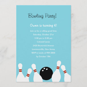 Invitation de Bowling Fun Party (Turquoise)