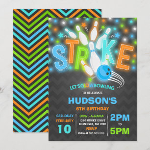 Invitation de Bowling Neon Glow Bowling Party