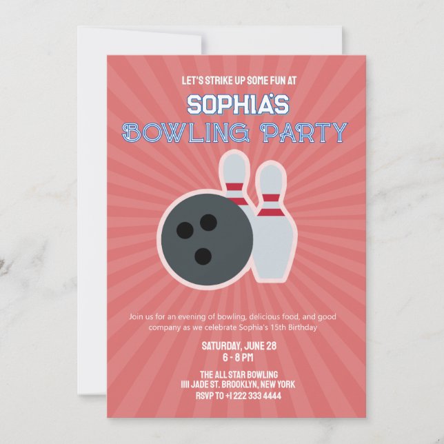 Invitation de Bowling Party 5 (Devant)