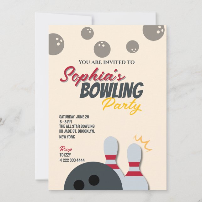 Invitation de Bowling Party 6 (Devant)