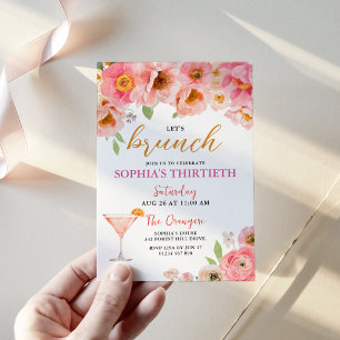 Invitation de brunch d'anniversaire de cocktail fl