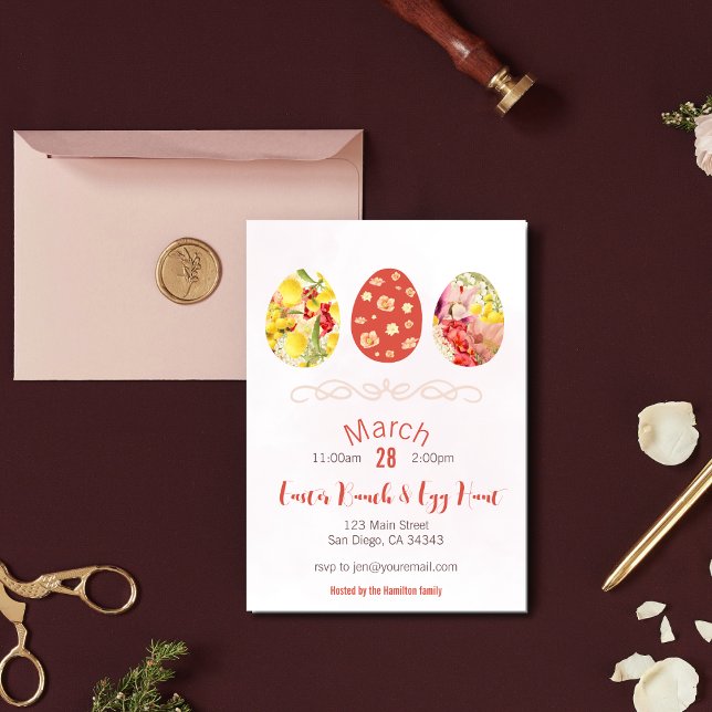 Invitation de Brunch de fête de chasse aux oeufs d (Créateur téléchargé)