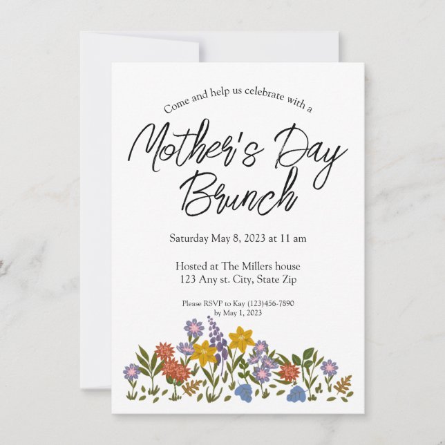 Invitation de brunch de la Fête des Mères avec fle (Devant)
