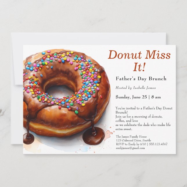 Invitation de brunch de la Fête des Pères - Donuts (Devant)