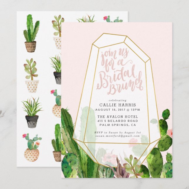 Invitation de brunch de la nuptiale Succulente du  (Devant / Derrière)