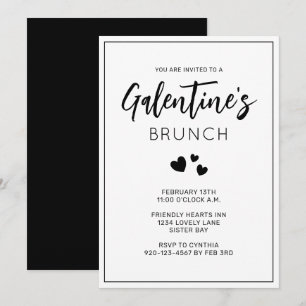 Invitation de Brunch de la Saint-Galentin en noir 