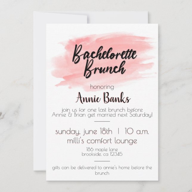 Invitation de Brunch de l'aquarelle (Devant)